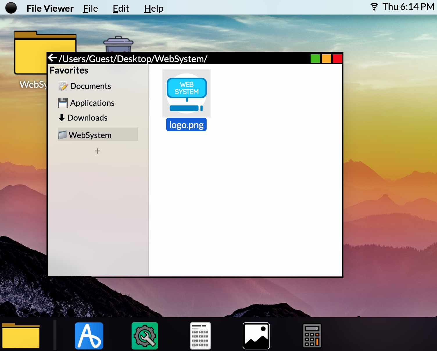 A screenshot of WebSystem