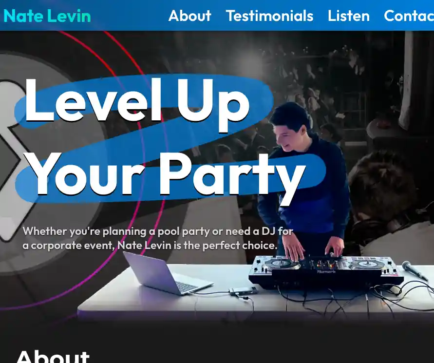 Screenshot of the Nate Levin DJ website